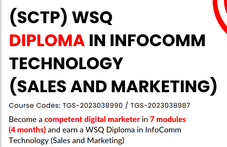 (SCTP) WSQ Diploma In InfoComm Technology (Sales & Marketing)